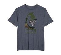 Marvel Comics Hooded Dr Doom T-Shirt, Herren Große Größen, Blau Meliert, 2X Tall
