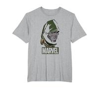 Marvel Comics Hooded Dr Doom T-Shirt, Herren Große Größen, Grau Meliert, 6X Tall
