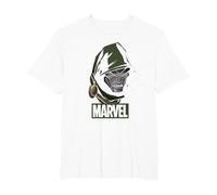 Marvel Comics Hooded Dr Doom T-Shirt, Herren Große Größen, Weiß, 4X Tall