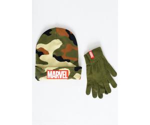 Marvel Comics - Logo Beanie + Gloves - Geschenk Set - Tarnfarben - Onesize - Strickwaren Tarnfarben Onesize