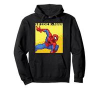 Marvel Cosmic Invasion Spider-Man Retro Pixel Graphics Pullover Hoodie, Unisex für Erwachsene, Schwarz, L