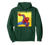 Marvel Cosmic Invasion Spider-Man Retro Pixel Graphics Pullover Hoodie, Unisex für Erwachsene, Waldgrün, XL