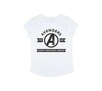 Marvel Damen Avengers Classic Avengers Flag Icon Women's Rolled Sleeve T-shirt, Weiß, L