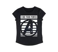 Marvel Damen Avengers Classic Panther Power Avenger Women's Rolled Sleeve T-shirt, Schwarz, S