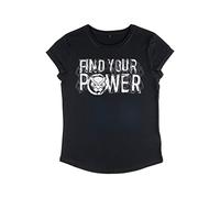 Marvel Damen Avengers Classic Panther Power Women's Rolled Sleeve T-shirt, Schwarz, L