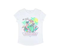 Marvel Damen Avengers Classic Vacay Avengers Women's Rolled Sleeve T-shirt, Weiß, S