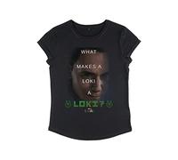 Marvel Damen Loki What Loki Women's Rolled Sleeve T-shirt, Schwarz, L