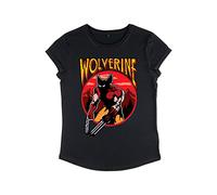 Marvel Damen X-men Wolverine Nes Game Women's Rolled Sleeve T-shirt, Schwarz, M