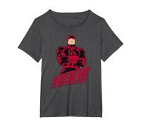 Marvel Daredevil The Man Without Fear Standing Comic T-Shirt, Damen Große Größen, Anthrazit Meliert, 6X