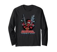 Marvel Deadpool Cartoon Guns Langarmshirt, Unisex für Erwachsene, Schwarz, XXL