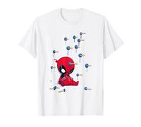 Marvel Deadpool Cartoon T-Shirt, Weiß, Kurzarm, Unisex, Alle Altersgruppen, Cartoon-Muster, Klein (EU)