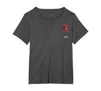 Marvel Deadpool Corner Pocket Cartoon T-Shirt, Damen Große Größen, Anthrazit Meliert, 1X