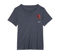 Marvel Deadpool Corner Pocket Cartoon T-Shirt, Damen Große Größen, Blau Meliert, 1X