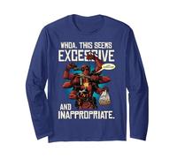 Marvel Deadpool Excessive Arsenal Langarmshirt, Unisex für Erwachsene, Marineblau, XL