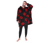Marvel Deadpool Herren-Kapuzenpullover, übergroße Fleecedecke, Schwarz, Schwarz , Einheitsgröße