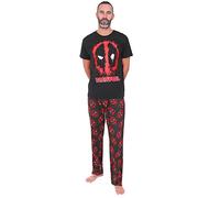Marvel Deadpool Herren-Pyjama-Set, lang, Schwarz / Rot, Schwarz , S