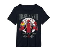 Marvel Deadpool Merc's Gym No Pain No Gain T-Shirt, Damen Große Größen, Schwarz, 3X