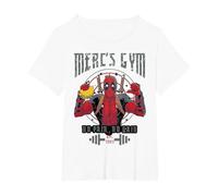 Marvel Deadpool Merc's Gym No Pain No Gain T-Shirt, Damen Große Größen, Weiß, 1X