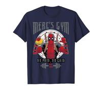 Marvel Deadpool Merc's Gym No Pain No Gain T-Shirt, Herren, Marineblau, XXL