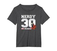Marvel Deadpool Nerdy 30 Anniversary T-Shirt, Damen Große Größen, Anthrazit Meliert, 3X