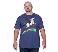 Marvel Deadpool Riding A Unicorn On A Rainbow T-Shirt - Blau - X-Groß