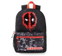 Marvel Deadpool Rucksack für Jungen | Schwarz & Roter Rucksack mit verstellbaren Gurten | Superhero Praktisches und organisiertes Gepäck Sportschultasche für Kinder | Filmserie Merchandise Geschenk
