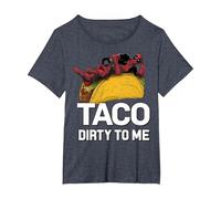 Marvel Deadpool Taco Dirty to Me T-Shirt, Damen Große Größen, Blau Meliert, 1X
