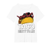 Marvel Deadpool Taco Dirty to Me T-Shirt, Damen Große Größen, Weiß, 1X