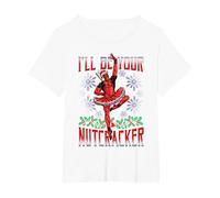 Marvel Deadpool Weihnachten I'll Be Your Nutcracker T-Shirt, Damen Große Größen, Weiß, 3X