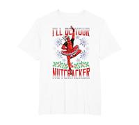 Marvel Deadpool Weihnachten I'll Be Your Nutcracker T-Shirt, Herren Große Größen, Weiß, 5X Tall