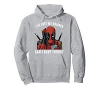 Marvel Deadpool White Lost My Number Pick Up Line Pullover Hoodie, Unisex für Erwachsene, Grau Meliert, XXL
