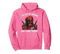 Marvel Deadpool White Lost My Number Pick Up Line Pullover Hoodie, Unisex für Erwachsene, Leuchtendes Pink, L