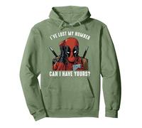 Marvel Deadpool White Lost My Number Pick Up Line Pullover Hoodie, Unisex für Erwachsene, Salbeigrün, L