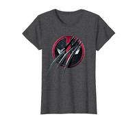 Marvel Deadpool & Wolverine Adamantium Claw Split Logo T-Shirt, Damen, Anthrazit Meliert, 3XL