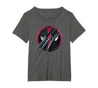 Marvel Deadpool & Wolverine Adamantium Claw Split Logo T-Shirt, Damen Große Größen, Anthrazit, 3X