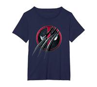 Marvel Deadpool & Wolverine Adamantium Claw Split Logo T-Shirt, Damen Große Größen, Marineblau, 3X
