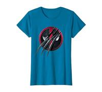 Marvel Deadpool & Wolverine Adamantium Claw Split Logo T-Shirt, Damen, Saphir, S