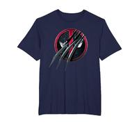 Marvel Deadpool & Wolverine Adamantium Claw Split Logo T-Shirt, Herren Große Größen, Marineblau, 3X Tall