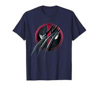 Marvel Deadpool & Wolverine Adamantium Claw Split Logo T-Shirt, Herren, Marineblau, XXL