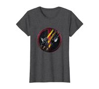 Marvel Deadpool & Wolverine Claw Marks Face Logo Retro T-Shirt, Damen, Anthrazit Meliert, S