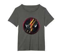 Marvel Deadpool & Wolverine Claw Marks Face Logo Retro T-Shirt, Damen Große Größen, Anthrazit, 5X