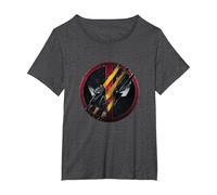 Marvel Deadpool & Wolverine Claw Marks Face Logo Retro T-Shirt, Damen Große Größen, Anthrazit Meliert, 3X