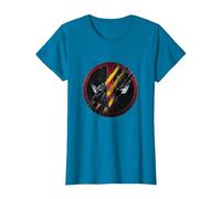 Marvel Deadpool & Wolverine Claw Marks Face Logo Retro T-Shirt, Damen, Saphir, XXL
