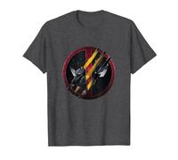 Marvel Deadpool & Wolverine Claw Marks Face Logo Retro T-Shirt, Herren, Anthrazit Meliert, 3XL