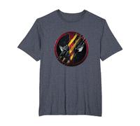 Marvel Deadpool & Wolverine Claw Marks Face Logo Retro T-Shirt, Herren Große Größen, Blau Meliert, 4X Tall