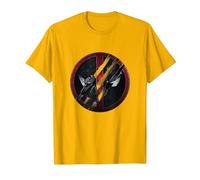 Marvel Deadpool & Wolverine Claw Marks Face Logo Retro T-Shirt, Herren, Leuchtendes Gold, 3XL
