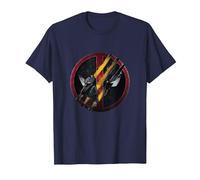 Marvel Deadpool & Wolverine Claw Marks Face Logo Retro T-Shirt, Herren, Marineblau, 6XL