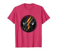 Marvel Deadpool & Wolverine Claw Marks Face Logo Retro T-Shirt, Herren, Rot Meliert, M