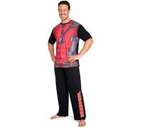 Marvel Deadpool & Wolverine Herren Schlafanzug Set, bequemer Pyjama, Geschenke für Männer und Teenager (Schwarz/Rot Deadpool, 3XL)