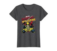 Marvel Deadpool & Wolverine Ready to Fight Epic Teamup T-Shirt, Damen, Anthrazit Meliert, 3XL